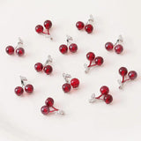 4PCS Cherry Pendant Jewelry Findings Fruits Charms DIY Hand Brass 14k