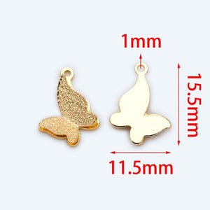 10pcs Brass Butterfly Charms Pendants 15.5x11.5mm