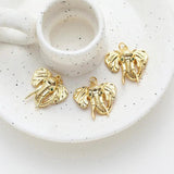2PCS 14k Plated Elephant Necklace Pendant Charms with Zircon DIY Brass