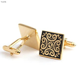 Square Golden Mens Cufflinks Shirt Cufflink Vintage Style High Jewelry