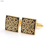 Square Golden Mens Cufflinks Shirt Cufflink Vintage Style High Jewelry