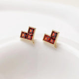 4PCS Zircon Heart Ear Studs Earrings Jewelry Making DIY Accessories