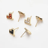 4PCS Zircon Heart Ear Studs Earrings Jewelry Making DIY Accessories