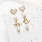 4PCS Zircon Heart Ear Studs Earrings Jewelry Making DIY Accessories