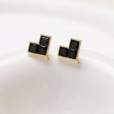 4PCS Zircon Heart Ear Studs Earrings Jewelry Making DIY Accessories