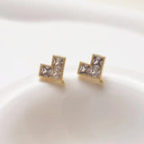 4PCS Zircon Heart Ear Studs Earrings Jewelry Making DIY Accessories
