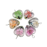 10pcs Heart-Shaped Dried Flowers Pendant Necklace DIY Jewelry Making Process