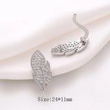 2PCS 14k Plated Leaf Clasp with Zircon Charms for Jewelry Making