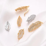 2PCS 14k Plated Leaf Clasp with Zircon Charms for Jewelry Making