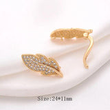 2PCS 14k Plated Leaf Clasp with Zircon Charms for Jewelry Making