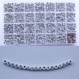 1600Pcs Acrylic Round Beads A-Z Letter Alphabet Heart Pattern DIY Bracelet