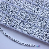 1600Pcs Acrylic Round Beads A-Z Letter Alphabet Heart Pattern DIY Bracelet