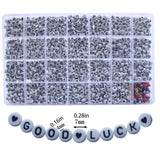 1600Pcs Acrylic Round Beads A-Z Letter Alphabet Heart Pattern DIY Bracelet