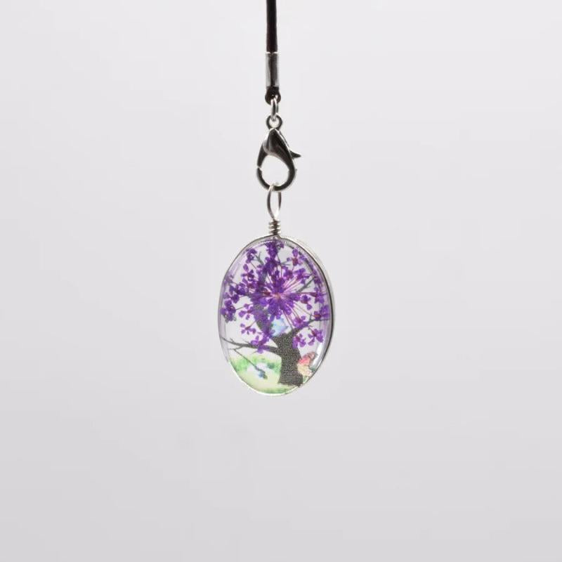 10Pcs Oval Natural Dried Flowers Plants Pendant Necklace DIY Decoration