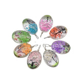 10Pcs Oval Natural Dried Flowers Plants Pendant Necklace DIY Decoration