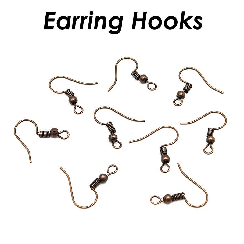100 x Earring Hooks Silver Bronze Copper Gunmetal Rose 14K Earrings Wires Earwir