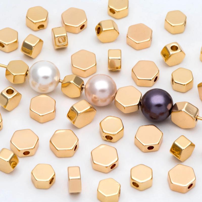 20pcs Hexagon Flat Spacer Beads 5/6mm for Bracelet Jewelry Making DIY