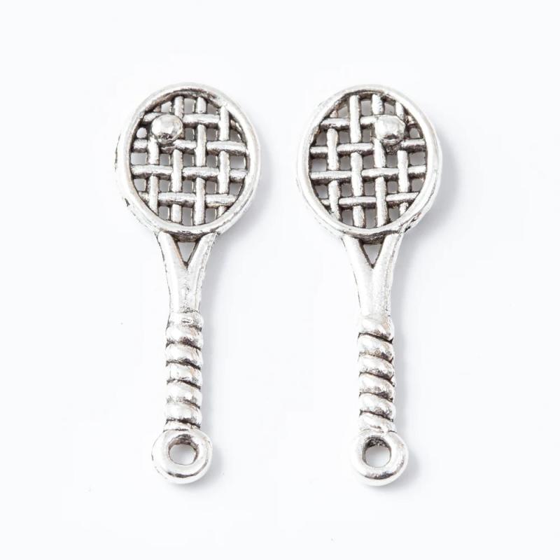 100 Vintage Badminton Racket Sports Charm Pendant DIY Jewelry 6607