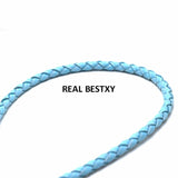 2m/lot 4mm Braided Leather Cord Woven Rope Real Leather Crafts Beading