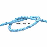 2m/lot 4mm Braided Leather Cord Woven Rope Real Leather Crafts Beading