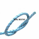 2m/lot 4mm Braided Leather Cord Woven Rope Real Leather Crafts Beading