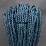 2m/lot 4mm Braided Leather Cord Woven Rope Real Leather Crafts Beading