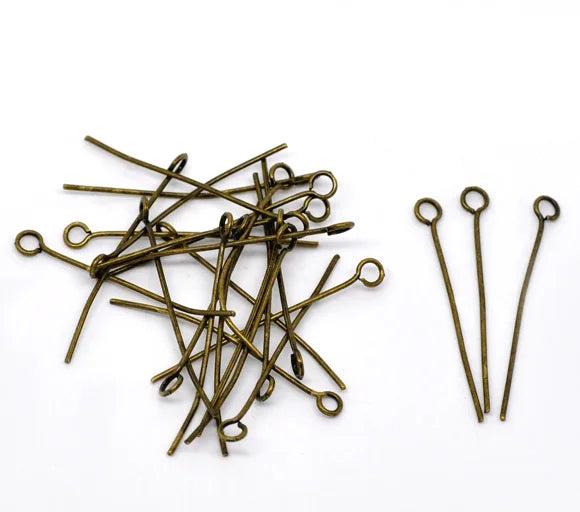 500pcs Ancient Bronze Eye Pins 32x0.7mm 21 Gauge