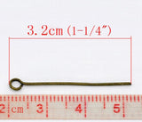 500pcs Ancient Bronze Eye Pins 32x0.7mm 21 Gauge