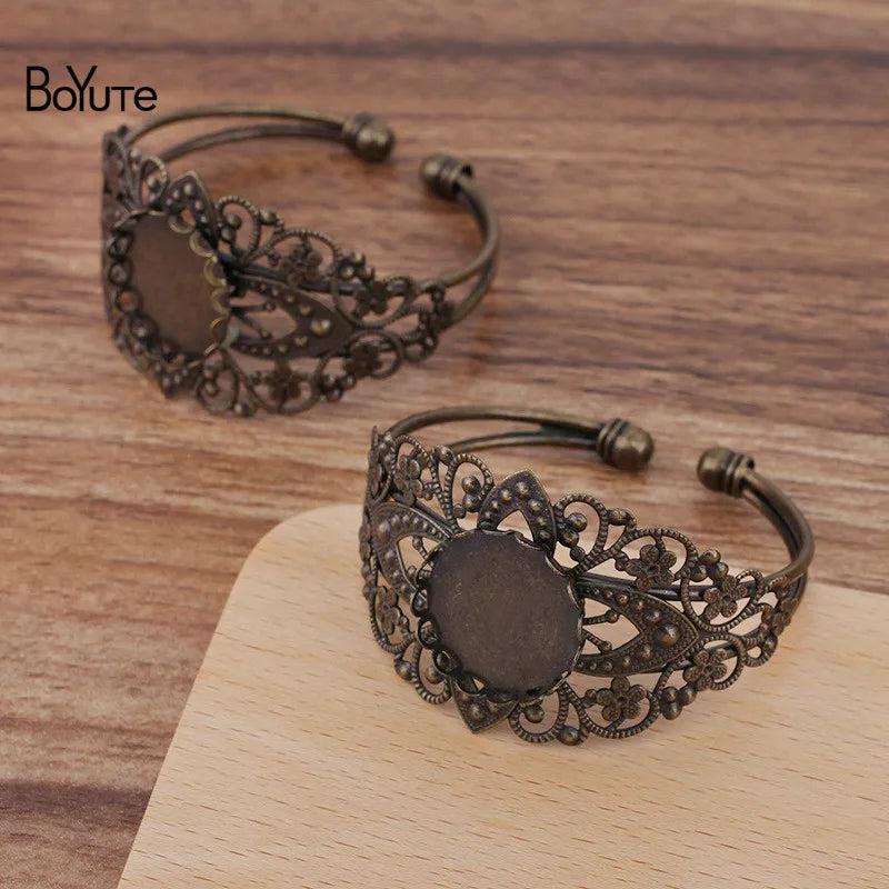 BoYuTe 65*60MM 20MM Blank Tray Bracelet Base Antique Bronze Welding DIY Jewelry
