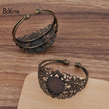 BoYuTe 65*60MM 20MM Blank Tray Bracelet Base Antique Bronze Welding DIY Jewelry