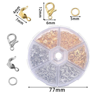 6 Cells Metal Gold/Rhodium Lobster Clasp 100pcs Single Ring for DIY Bracelet