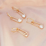 14K Copper-clad Zirconium Crystal Love Earrings DIY Jewelry Accessories