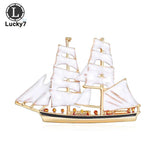 Creative Personality Sailboat Corsage Alloy Drip Brooch