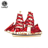 Creative Personality Sailboat Corsage Alloy Drip Brooch