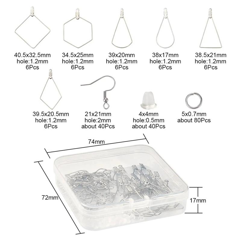 196pc Earring Making Kit Silver Beading Hoop Jump Rings Jewelry Component