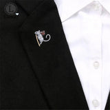 Zodiac Cartoon Gray Mouse Gender Pin Corsage Brooch