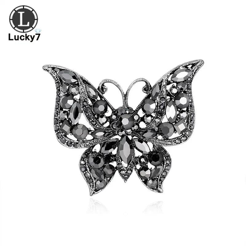Retro Butterfly Rhinestone Brooch Exaggerated Personality Corsage Pins