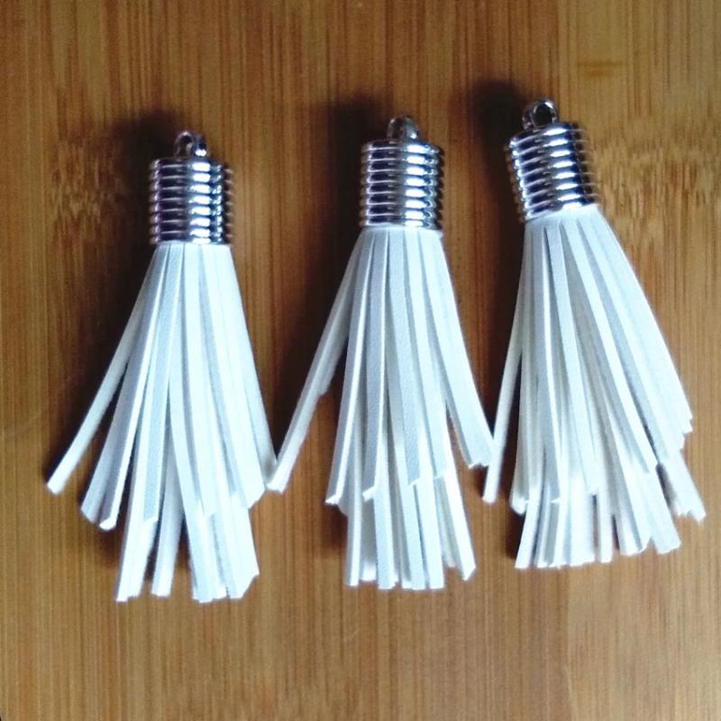 Asymmetric Leather Tassel Silver Top DIY Jewelry Accessories 12pcs/lot