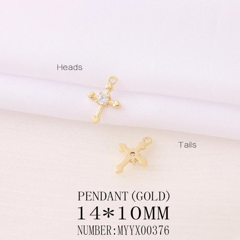 Brass Zircon Cross Charms Pendant Necklace Bracelet Earring Diy Jewelry