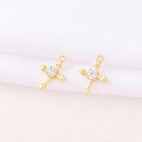 Brass Zircon Cross Charms Pendant Necklace Bracelet Earring Diy Jewelry