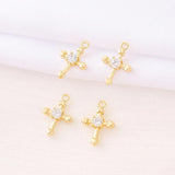 Brass Zircon Cross Charms Pendant Necklace Bracelet Earring Diy Jewelry