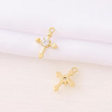 Brass Zircon Cross Charms Pendant Necklace Bracelet Earring Diy Jewelry