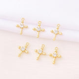 Brass Zircon Cross Charms Pendant Necklace Bracelet Earring Diy Jewelry