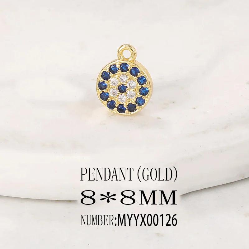 Brass & Zircon Round Charms Pendants DIY Jewelry Accessories