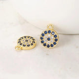Brass & Zircon Round Charms Pendants DIY Jewelry Accessories