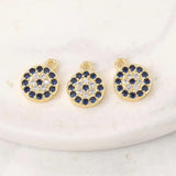 Brass & Zircon Round Charms Pendants DIY Jewelry Accessories