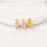 Brass & Zircon Heart Charms Pendants Set for DIY Jewelry