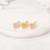 Brass & Zircon Heart Charms Pendants Set for DIY Jewelry