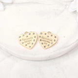 Brass Zircon Heart Charms Pendants DIY Jewelry
