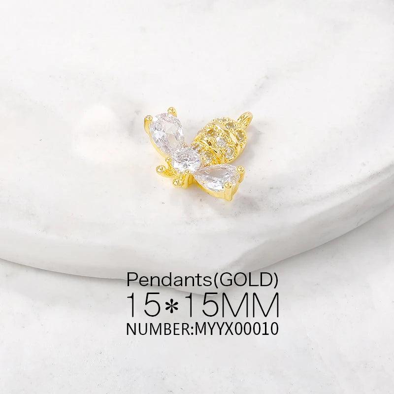 Brass Zircon Bees Charms Pendant Set DIY Jewelry Accessories